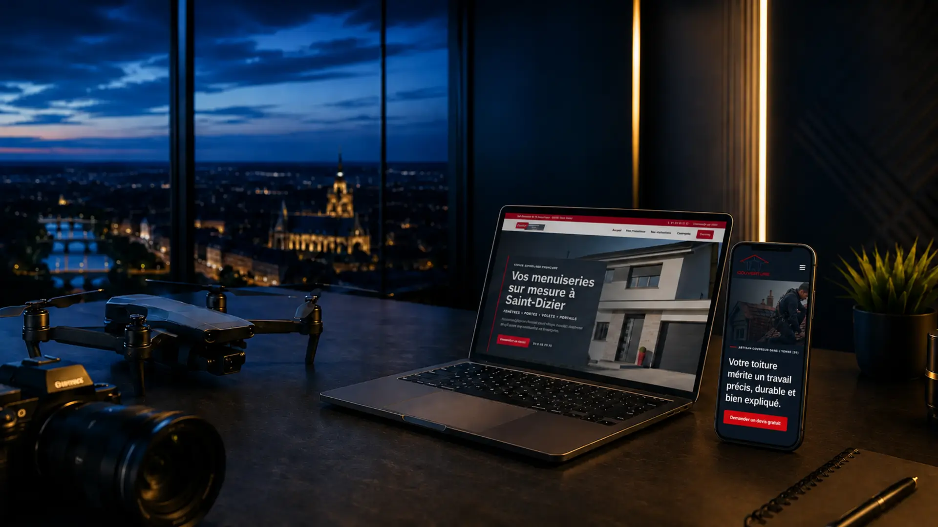 Solution globale DRONOXAIR avec sites internet, photo et drone