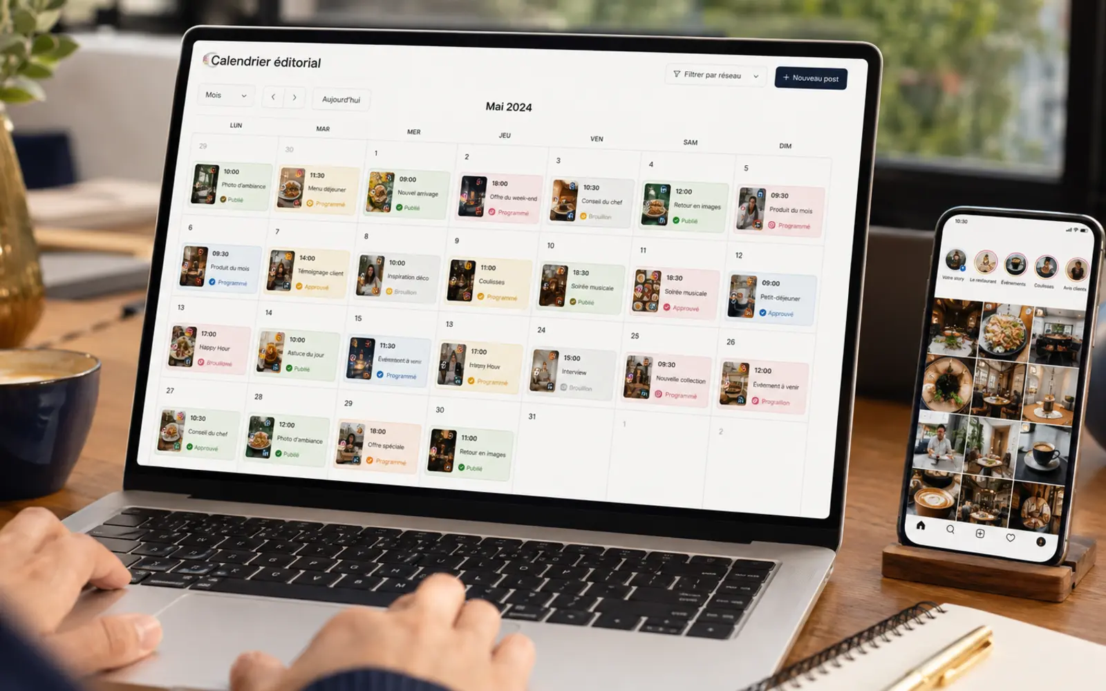Visuel du site DRONOXAIR Calendrier éditorial et publications programmées sur ordinateur et téléphone